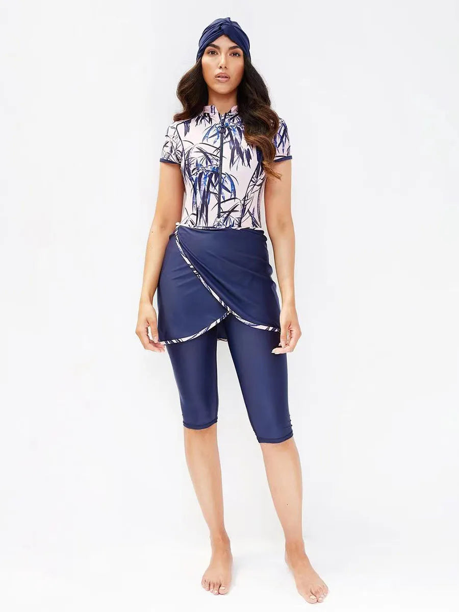 3PCS Modest Burkini Femmes Women Muslim Swimwear Mujer Short/Long Sleeves Islamic Swim Suit Swimsuit, Quick Drying