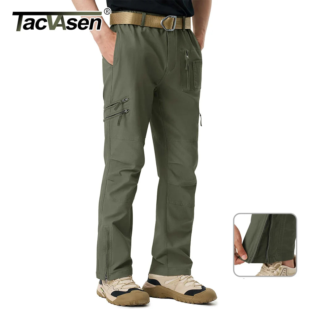 TACVASEN Safari Ripstops Multi-Pockets Work Pants Mens Outdoor Cargo Pants Spring Autumn Casual Cotton Hiking Combat Trousers