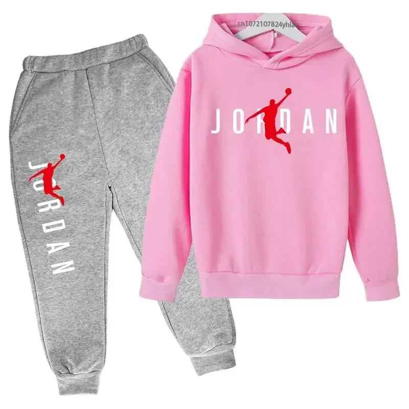 Kids 2pcs Hoodie Pants Tracksuit Set Letter Print Leisure Streetwear Spring Autumn Clothing for Boys And Girls 3-13 Years