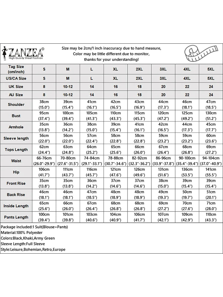 Fashion Autumn Pant Sets ZANZEA Women 2025 Matching Sets Elegant V Neck Long Sleeve Tops Pant Suit Casual Solid OL Work Outfits