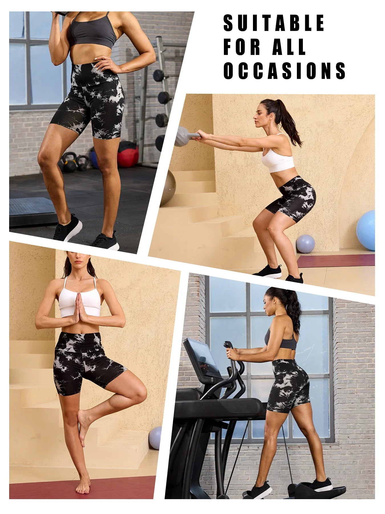 Super Soft High Waisted Tie Dye Print Sport Biker Shorts for Women No See Running Yoga Athletic Push Up Gym Shorts