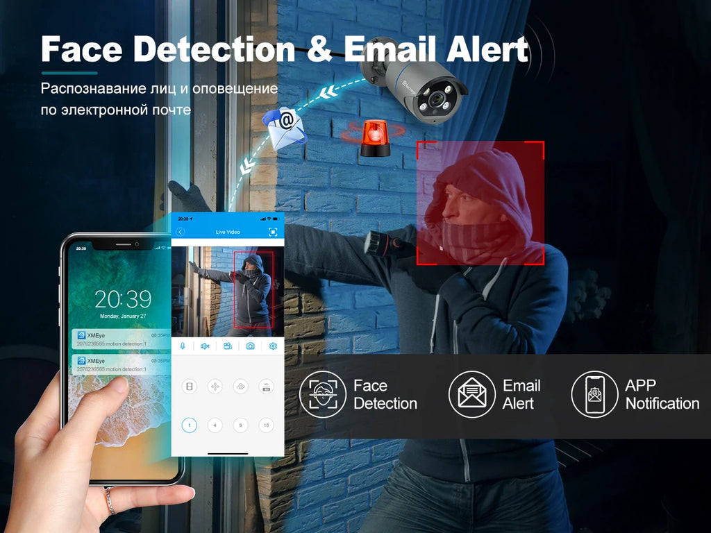 Techage HD 4MP AI POE IP Camera Two Way Audio IR Night Outdoor Waterproof CCTV Video Security Surveillance Camera For NVR Kit