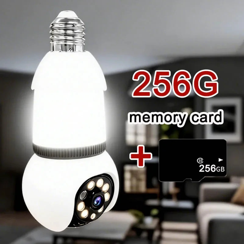 8MP E27 Bulb Lamp Camera LED Bulb WiFi Smart IP Surveilance Cam Two-way Audio Color Night Vision 10X Zoom Wireless Cam 2 in 1