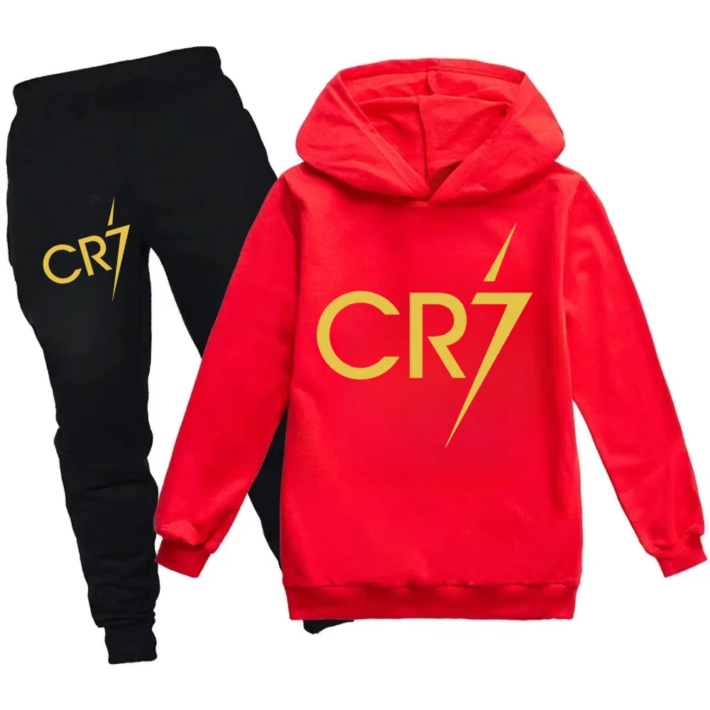 3-12 Years Kid's Clothes Hoodie +Pants Suit 2pcs Set Boy Tracksuit Spring Autumn Sweatshirt Set Football CR7 Children Sportsuit