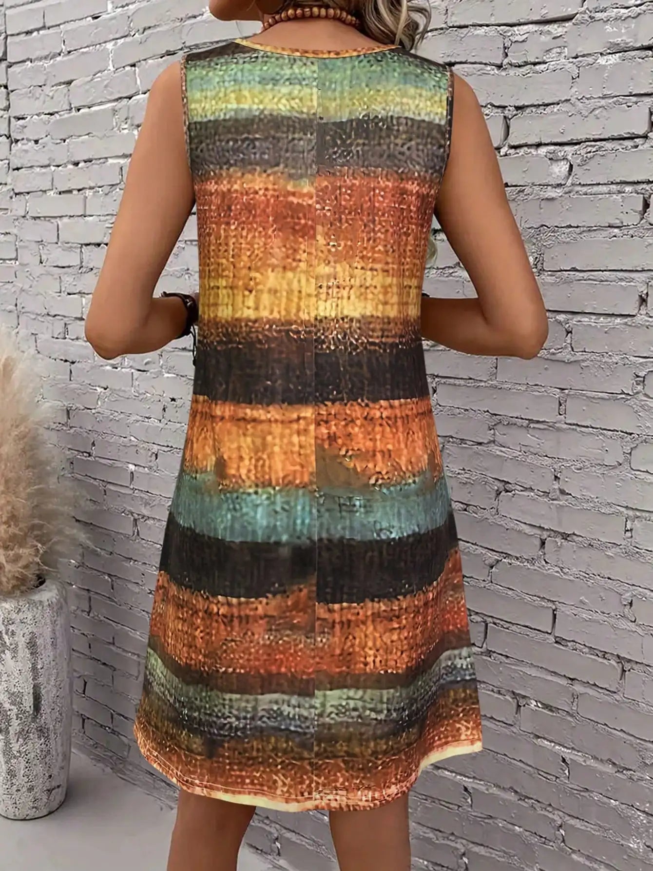 Women's Striped Sleeveless Mini Dress - Crew Neck Tank Beach Dress for Summer, Casual Vacation Outfit, Breathable A-Line dress