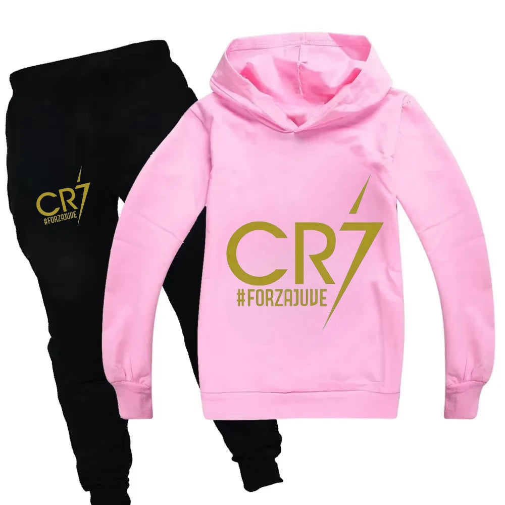 3-12 Years Kid's Clothes Hoodie +Pants Suit 2pcs Set Boy Tracksuit Spring Autumn Sweatshirt Set Football CR7 Children Sportsuit