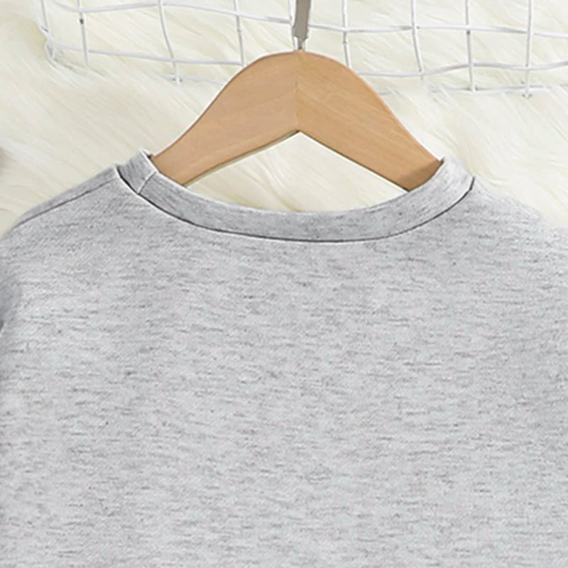 Spring Autumn Kids High Quality Clothes Sets For Girls Solid Color Cropped Top And trousers Brief Causal Style Loose Comfortable