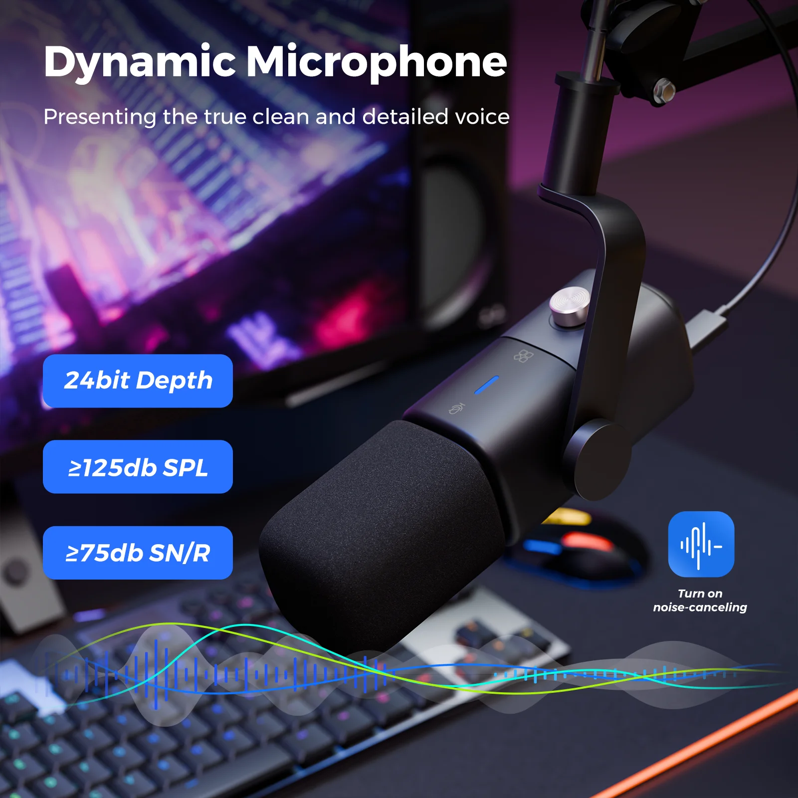 NearStream USB XLR Dynamic Microphone Boom Arm Professional PC Mic for Gaming Studio Set Podcast Recording Streaming Microphone