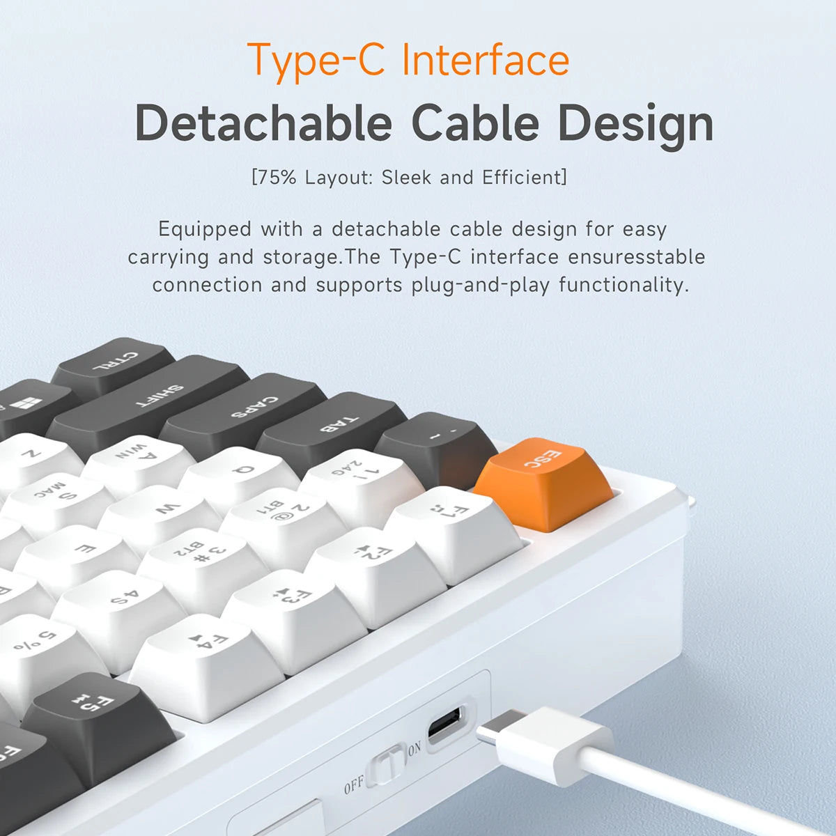 AJAZZ AF82 Office Low Profile Keyboard RGB Wired/Wireless Gaming Keyboard 75% Layout 82 keys 4000mAh Battery for Win/Mac