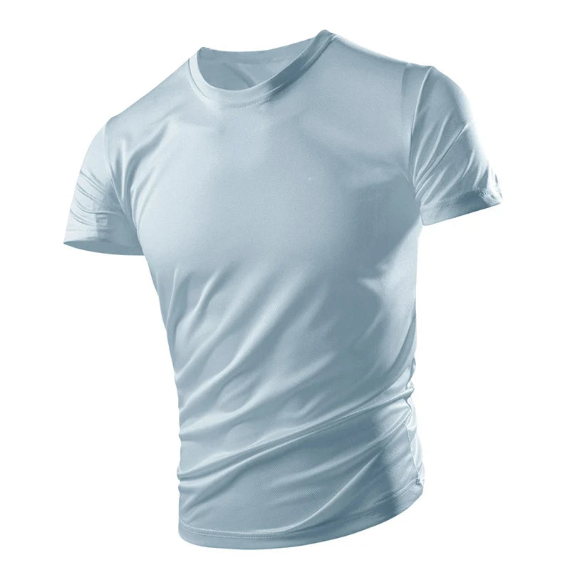 New Summer Men's And Women's Half-sleeved Ice Silk Breathable Sports Fitness Sweat-absorbing Quick-drying Short-sleeved T-shirt