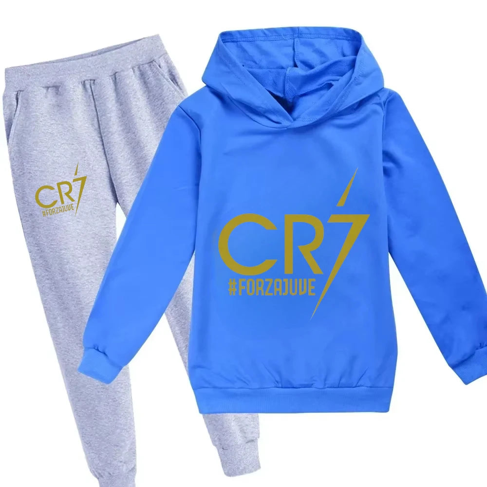 3-12 Years Kid's Clothes Hoodie +Pants Suit 2pcs Set Boy Tracksuit Spring Autumn Sweatshirt Set Football CR7 Children Sportsuit