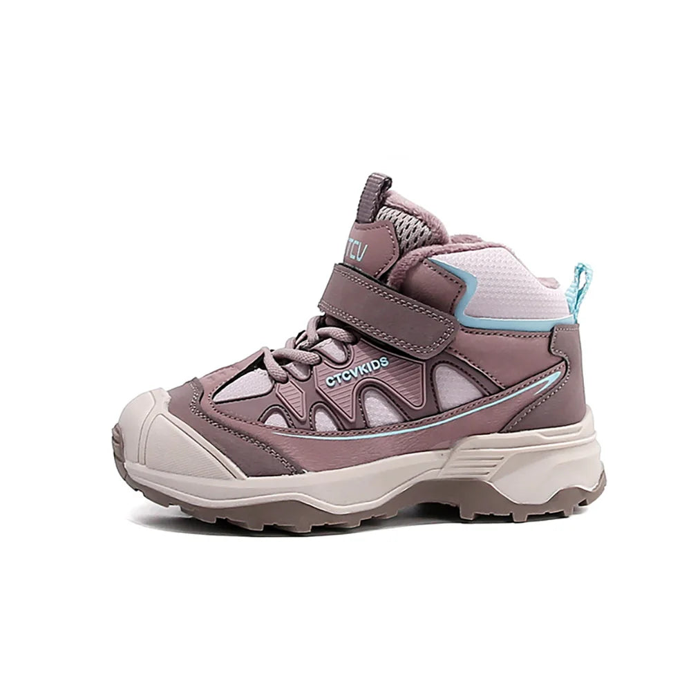 Winter Sport Shoes For Children PU Leather Outdoor Winter Sneakers For Kids Waterproof Ergonomics Hiking Cotton Shoes Boys Girls