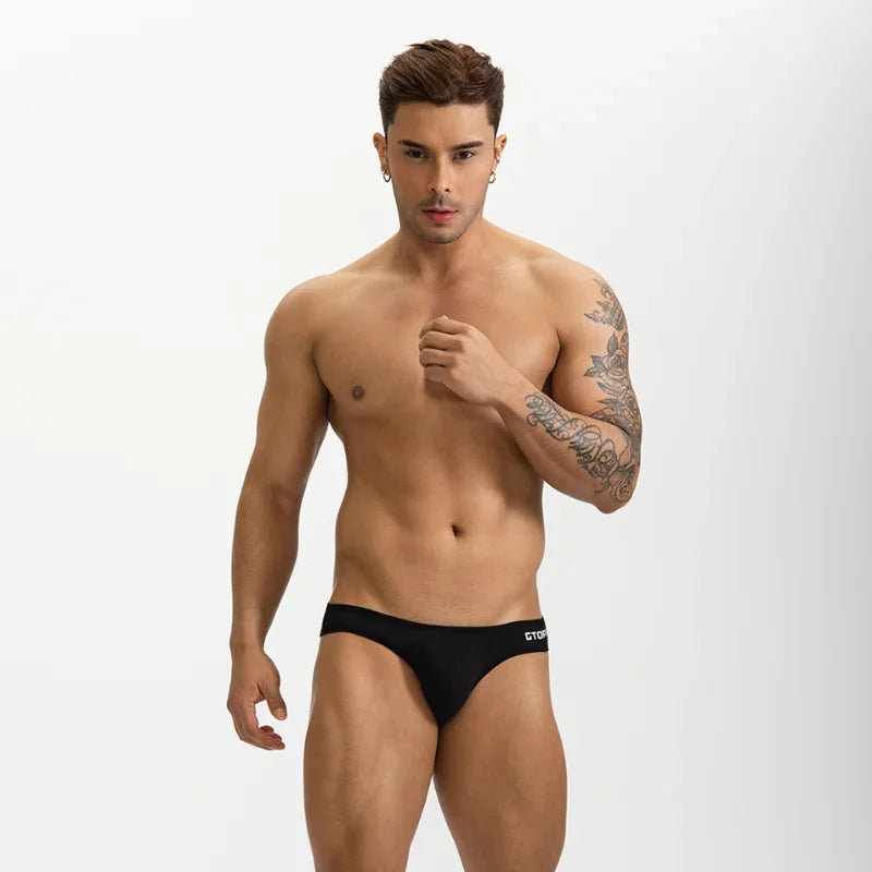 3Pack Mens Underpants Low Waist Briefs U Convex Bag Moisture-wicking Comfortable Sexy Mens Bikini