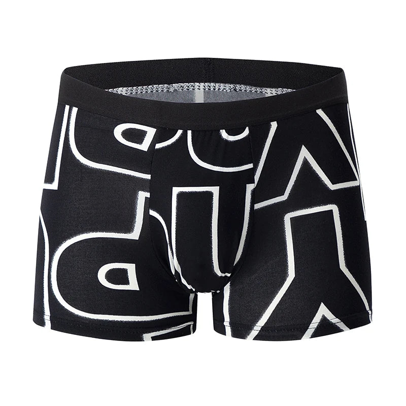 4-piece Set Of Men's English Letter Printed Underwear Breathable Fashionable Comfortable Plus Size Teenage Boxer Shorts Trendy