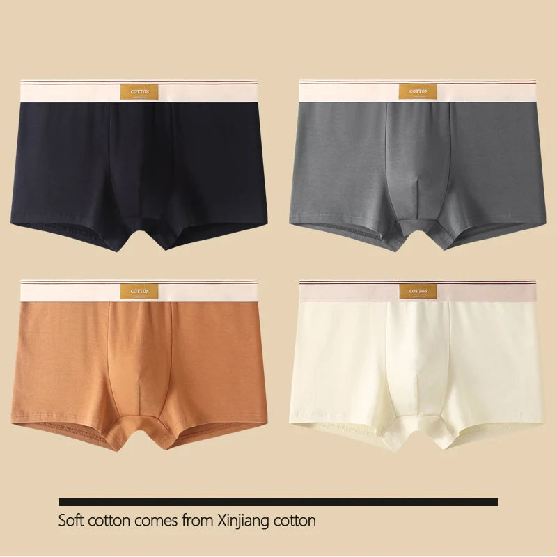 4 pcs Men Underwear Cotton BoxerShorts  Man Breathable Underpants Sexy Sports Comfort Male Boxers Size L-4XL