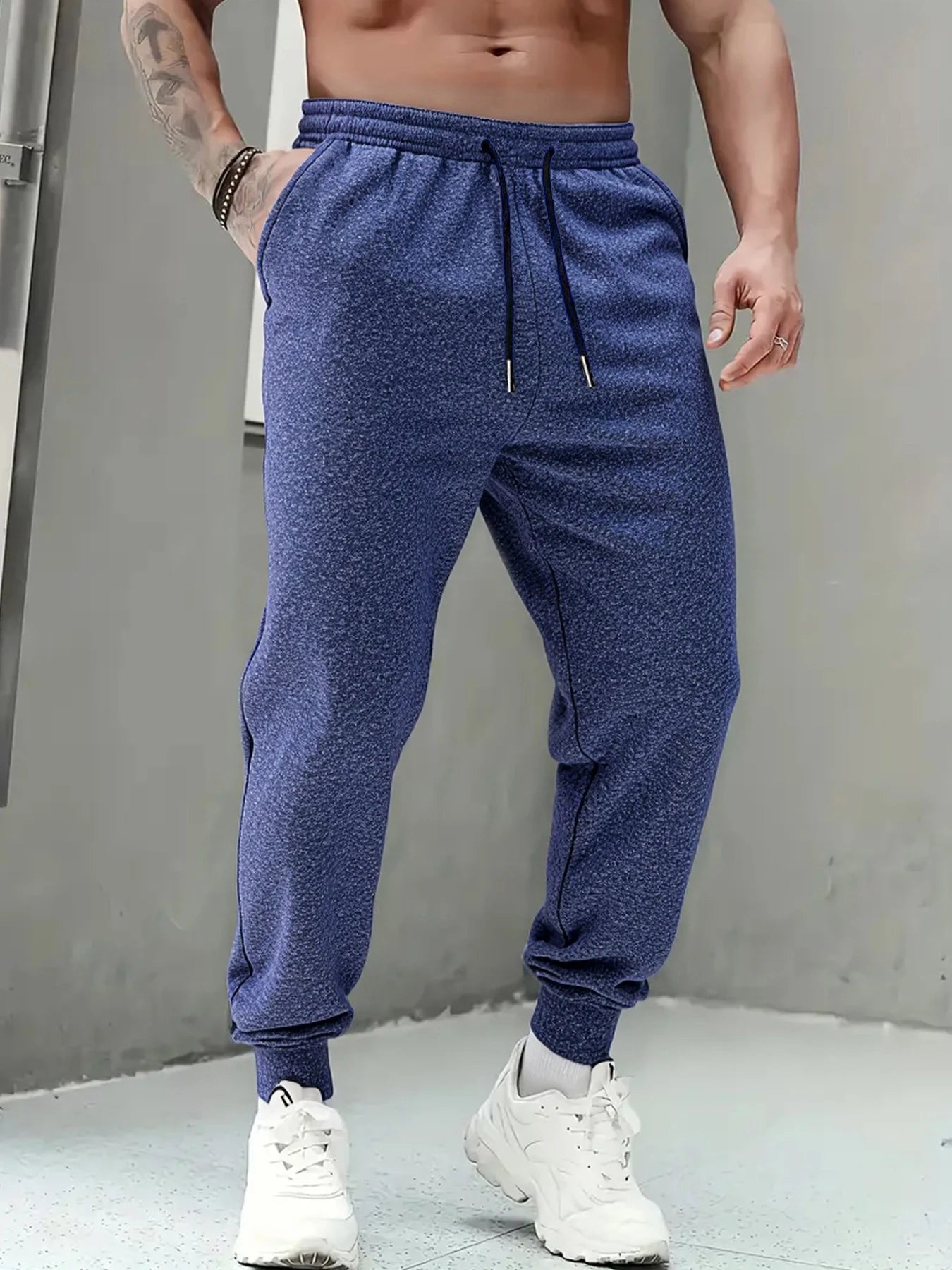 Autumn Winter Men's Casual Sweatpants Solid Color Warm Trousers Elastic Waist Jogging Sports Pants Fashion StreetWear Long Pants
