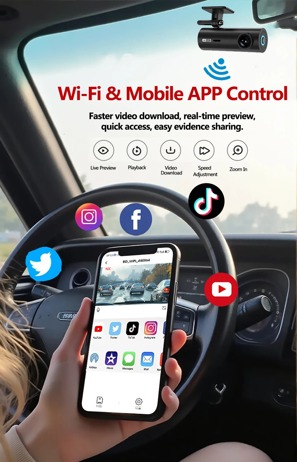 dashcam for car Black box Driving Video Recorders 4K WiFi Mini Front Camera Dash Cam 24H Parking Monitor Car Recording camera