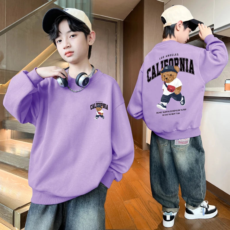 Baby Boy Clothes American Bear Graphic Print Long Sleeve Children's Top Girls Autumn Casual Sport Sweatshirts 2025 Kids Clothes