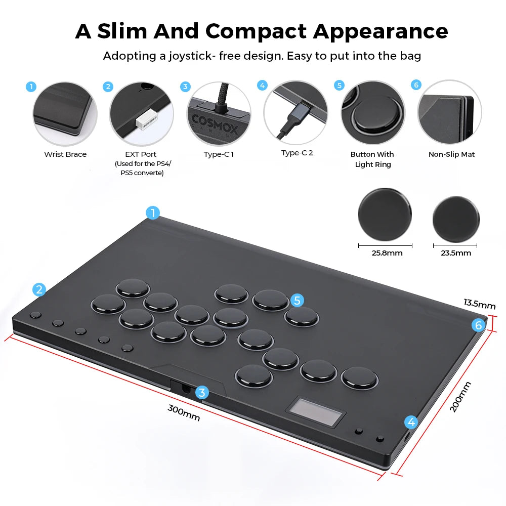 Haute42 M-Ultra Gen 2 Aluminium Alloy Leverless Hitbox Controller  For PC/ Ps4 / ps5/Steam Stickless Arcade Stick Controller