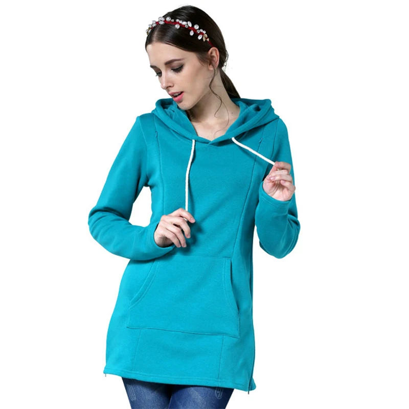 Autumn Winter Nursing Hoodies Maternity Clothes Breastfeeding Clothes Sweatshirts for Pregnant Women Long Sleeve Postpartum Tops