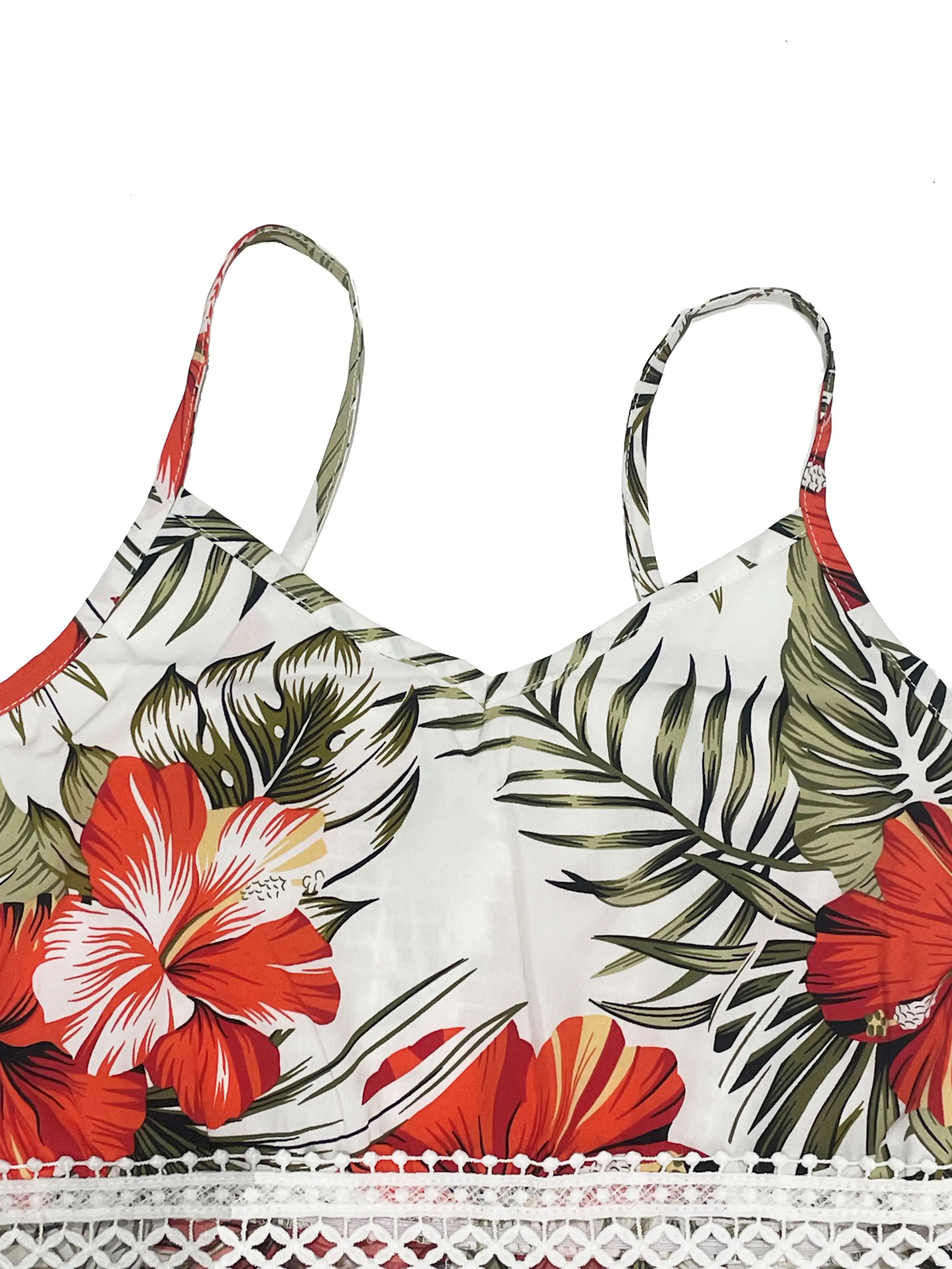 Women's Floral Print Lace Hollow Out Strapless Dress - Sleeveless Summer Boho Beach Maxi Dress