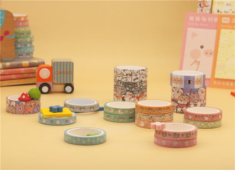 18 pcs/set Kawaii Animals Face Cartoon Washi Tape Set Masking Tapes Scrapbooking Diy Journal Stationery School Supplies Gift