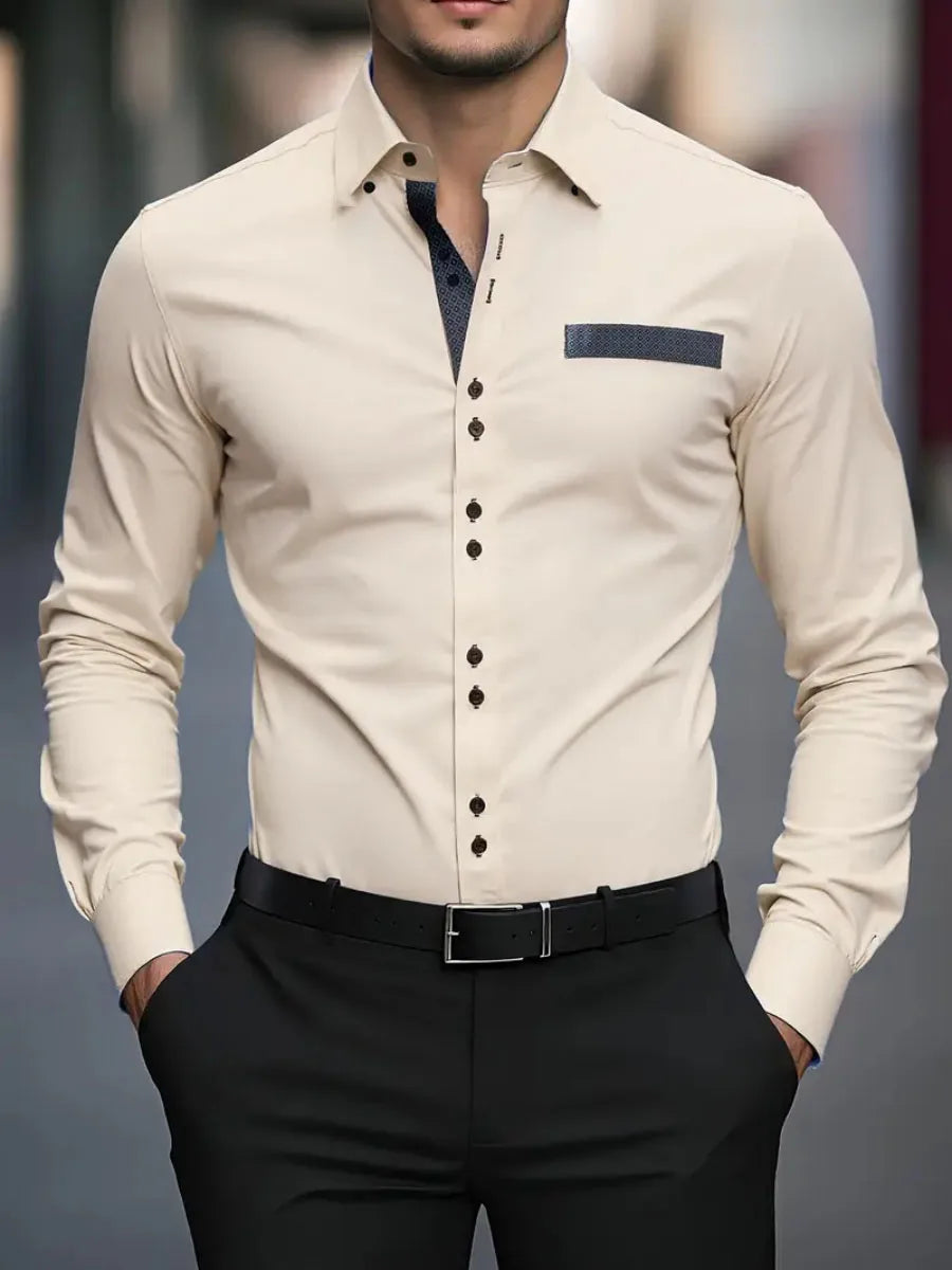 18 colors of new men's solid-color casual business shirts for office, long-sleeved, comfortable fabric, large size, fast shippin