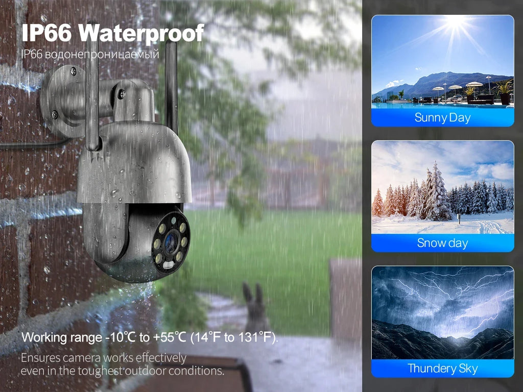 Techage 4MP PTZ WIFI IP Camera Two-Way Audio Outdoor Wireless CCTV Security Camera Smart AI Human Detection Color Night Vision