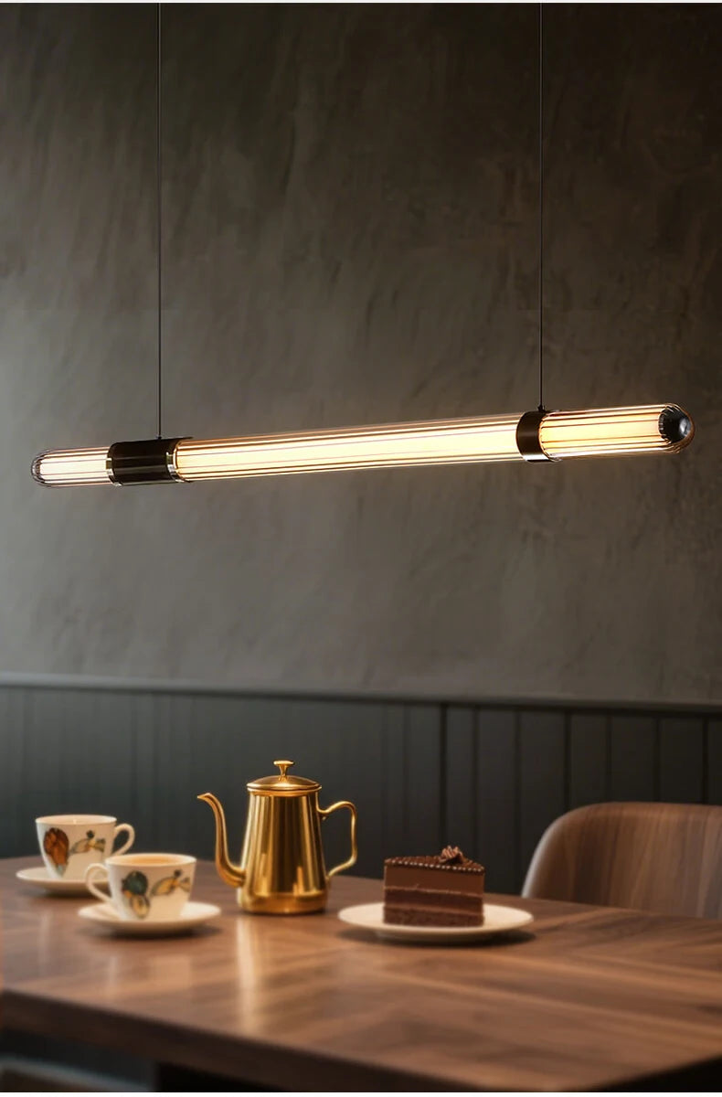 Italian Nordic minimalist and versatile long glass pendant lamp, dining table lamp, office desk lamp, coffee shop pendant lamp