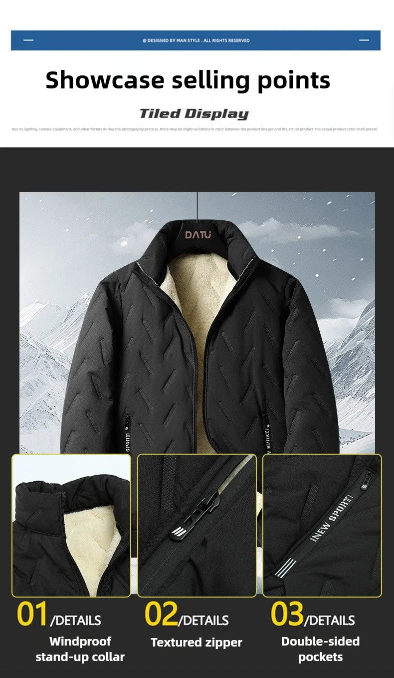 Men's Winter 1-3Pc Tracksuit Set Warm Thickened Jacket Pants Vest Matching 3pcs Fashion Casual Loose Fleece-Lined Outfit For Man