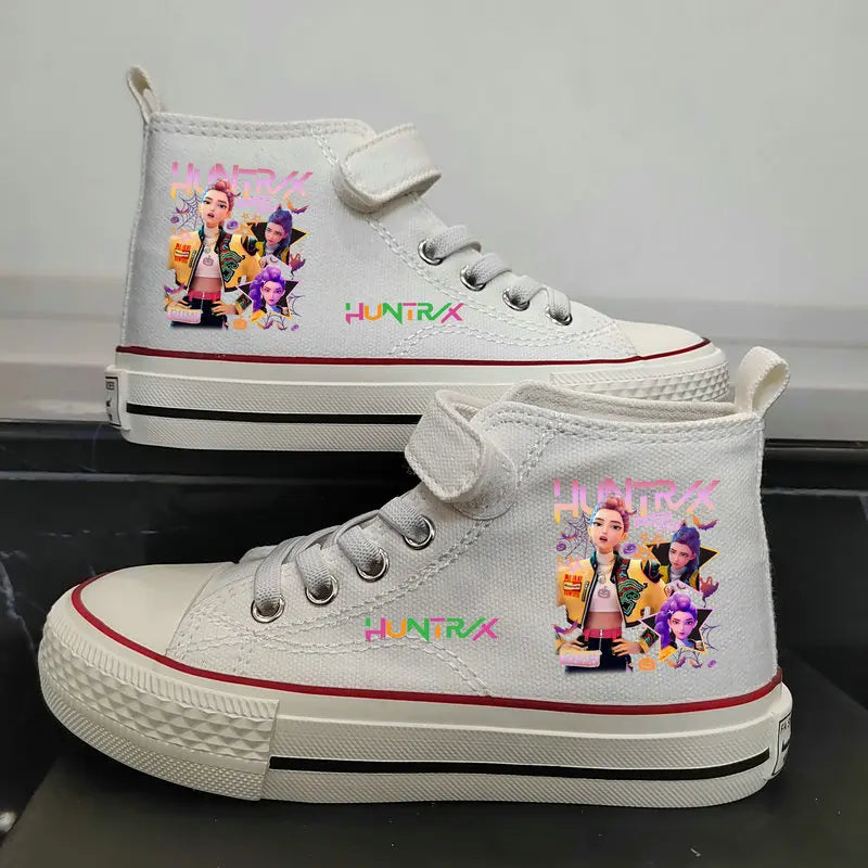 New Kpop Demon Hunter Children's Canvas Shoes Kids Sneakers Boys Girls Fashion Canvas Shoe Cartoon Print Breathable Casual Shoes