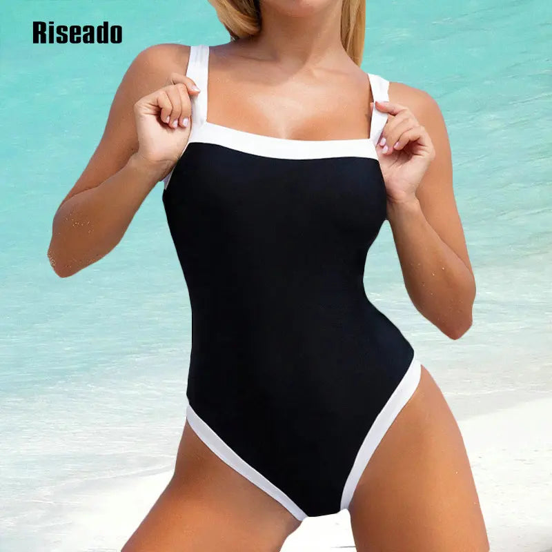 Riseado 2025 New Trend Women Sexy Tummy Control One Piece Swimsuit Retro Bathing Suit