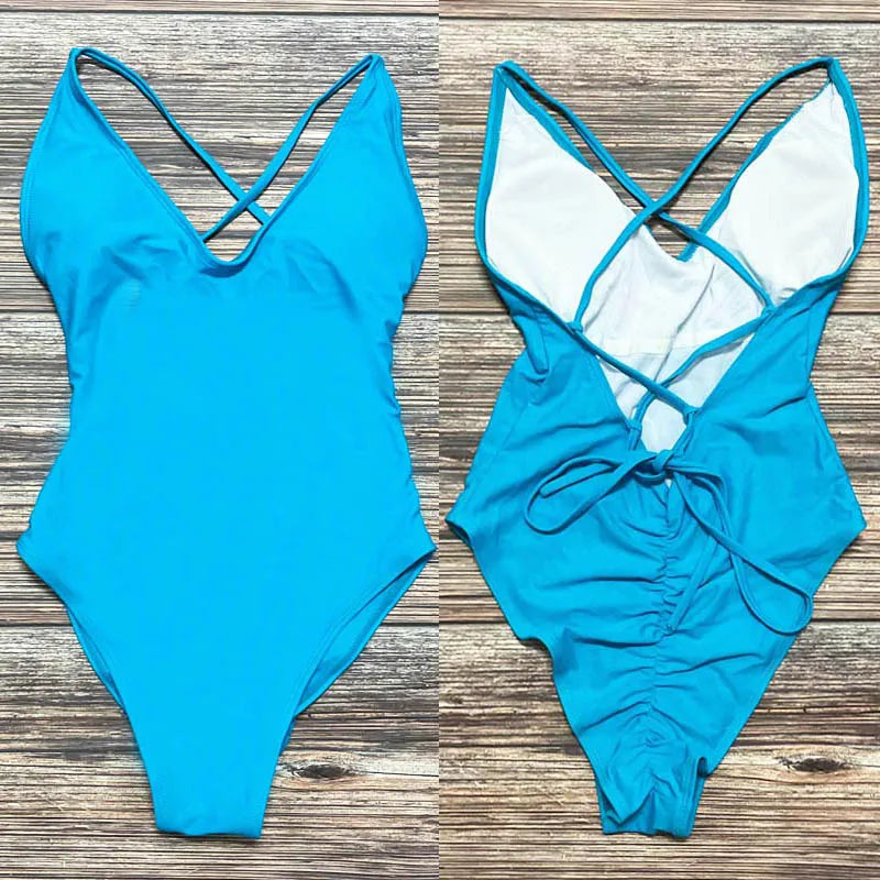 Sexy Padded One Piece Swimsuit Women Swimwear Solid Bathing Suit monokini Swimming Suit Summer Beachwear maillot de bain femme