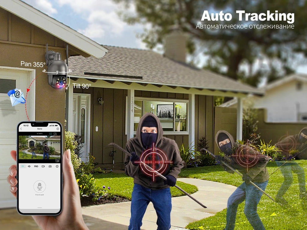 Techage 4MP PTZ WIFI IP Camera Two-Way Audio Outdoor Wireless CCTV Security Camera Smart AI Human Detection Color Night Vision