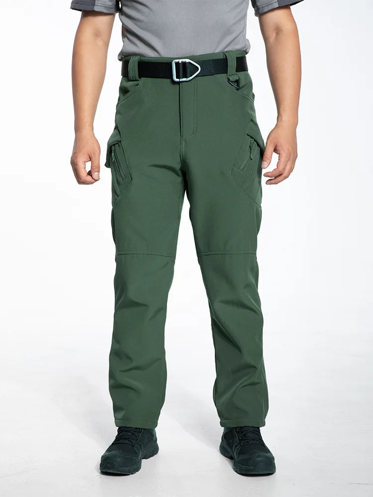 Men's Fleece Lined Winter Warm Tactical Pants Waterproof Hiking Casual Thermal Work Cargo Pants Insulated Skiing Outdoor Sports