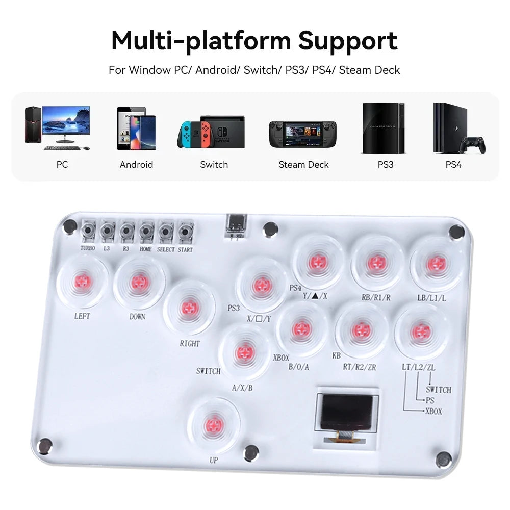 RGB Arcade Hitbox Keyboard Arcade Fightstick Controller For PS4/PS5/Switch Arcade Hitbox For XBox/Switch/Steam Arcade Fighting