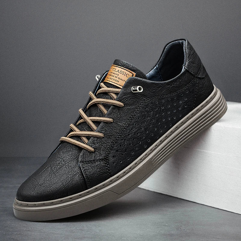 Italian Brand Black Genuine Leather Oxford Shoes UNISEX Casual Shoes Lace Up Flat Sneakers  Luxury Shoes for Men Big Size: 36-47