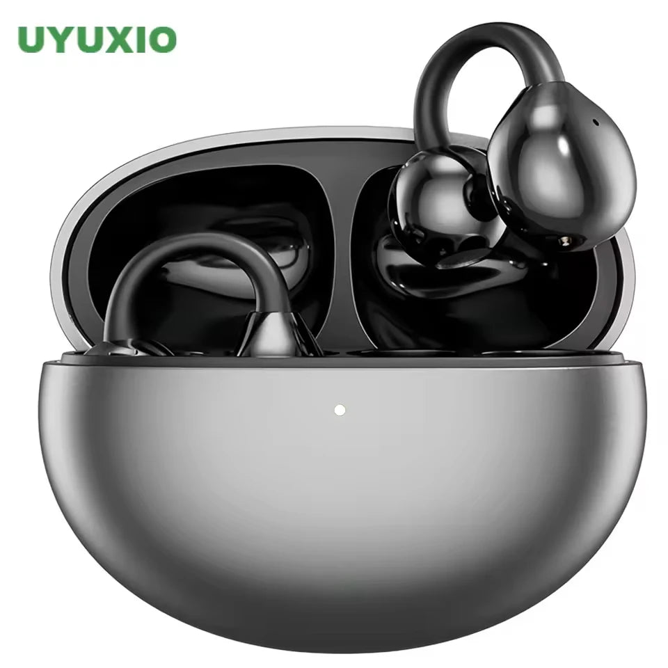 UYUXIO Wireless Headphone with BT 5.4 Clip on Open Ear Earbuds 72H Play Time Long-Battery Life Over Ear Buds for Sport Workouts