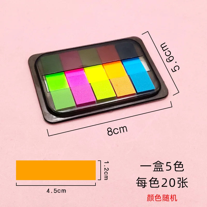 100 Sheets of Waterproof Colored Transparent Sticky Notes , Pads for Planner Home & Office School  Mini Self-Adhesive Post Note