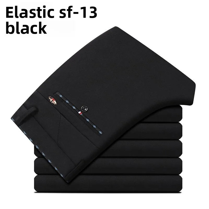 Elastic Waist Dress Pants Men, Professional Office Trousers Wrinkle Resistant, Spring Autumn Slim Fit Thin Business Chino Pants