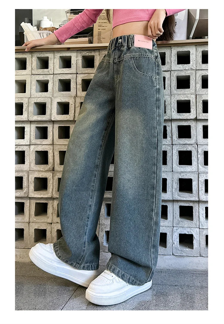 Korean Style Children Insulated Jeans for Girl Baby Warm and Thick Thermal Denim Pants for Girls Autumn Winter Trousers for Kids