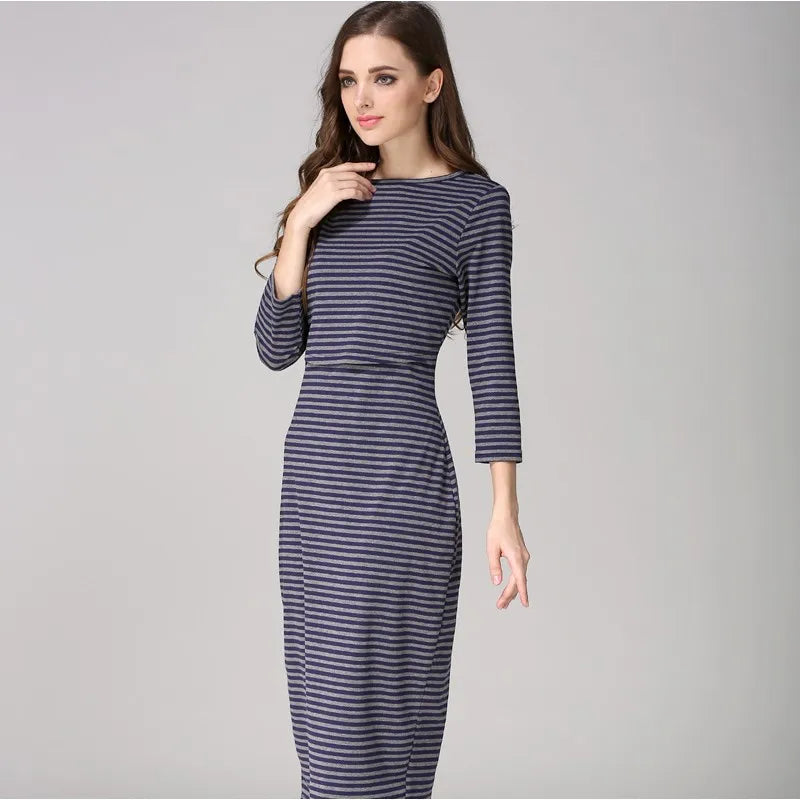 New Striped Maternity Clothes Maternity Dresses Pregnancy Clothes For Pregnant Women Nursing Breastfeeding Dresses Free Shipping