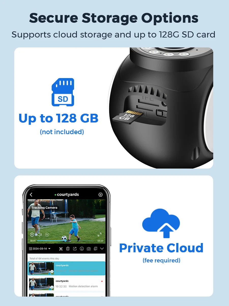 Outdoor 5K 10MP PTZ WiFi Camera Dual 2.4G+5Ghz Dual Lens 8MP 4K HD Dual Screen Auto Tracking Security Surveillance