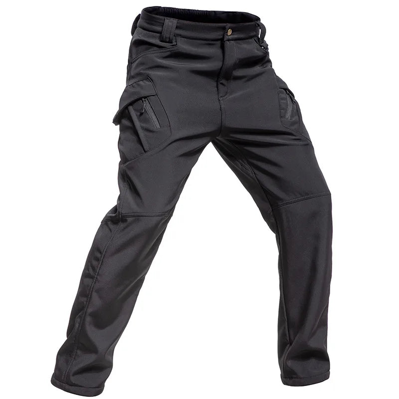 Men's Fleece Lined Winter Warm Tactical Pants Waterproof Hiking Casual Thermal Work Cargo Pants Insulated Skiing Outdoor Sports