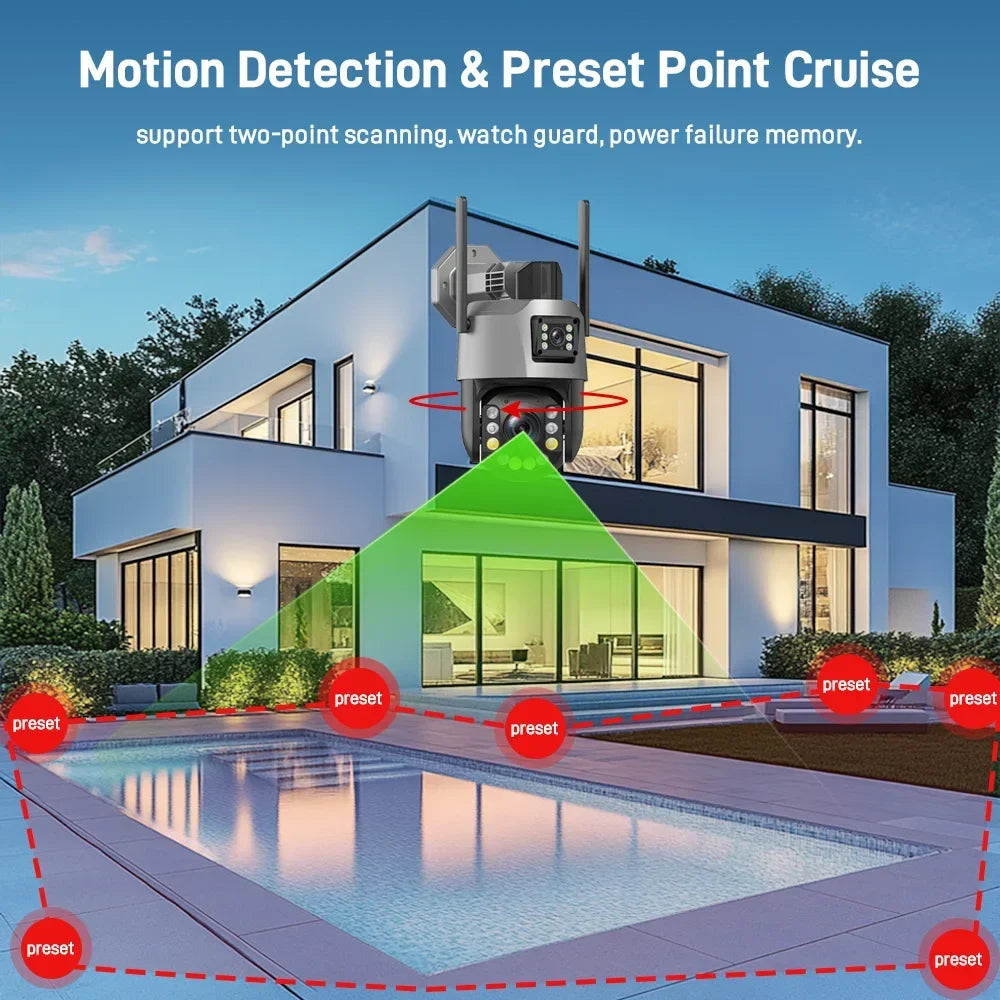 8MP 50X Zoom PTZ Camera Wifi Dual Lens 4K 20X Outdoor Surveillance Camera 393ft Ultra Long IR Vision Distance ONVIF Security