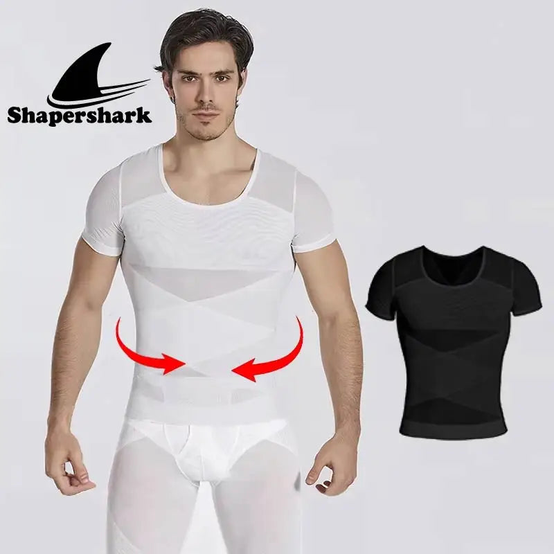 1Pcs/Men's Tummy-Control Shaping T-Shirt Base Layer Sports Shaping Underwear Lightweight Breathable Mesh Tank Top Tummy-Control