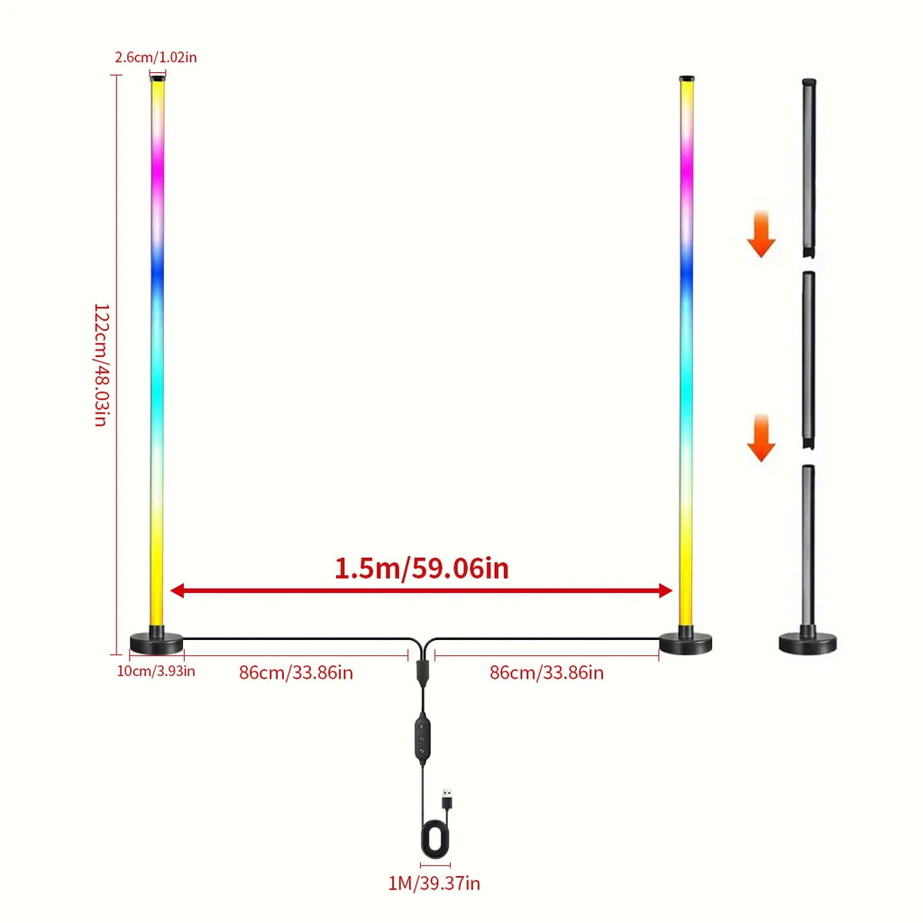 EISSLOLY 2PCS Intelligent RGB Floor Lamp APP Control Music Synchronized Corner Lighting Room decoration Standing Lights