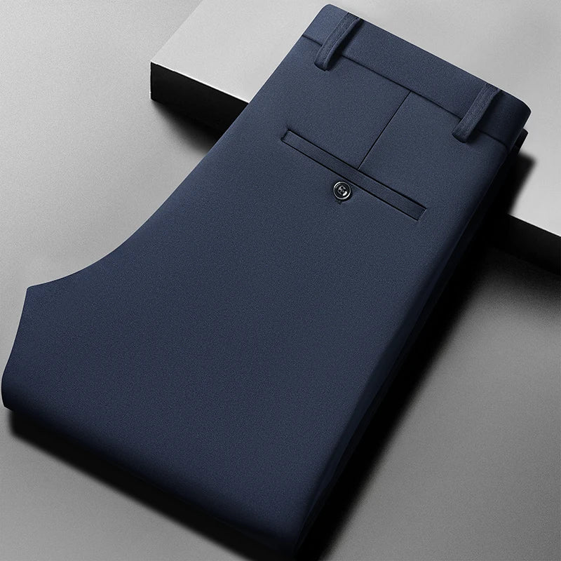 29-42 Men's Summer Pants Thin Straight Stretch Casual Pants with No Trace No Ironing Fabric Silky and Cool Feeling