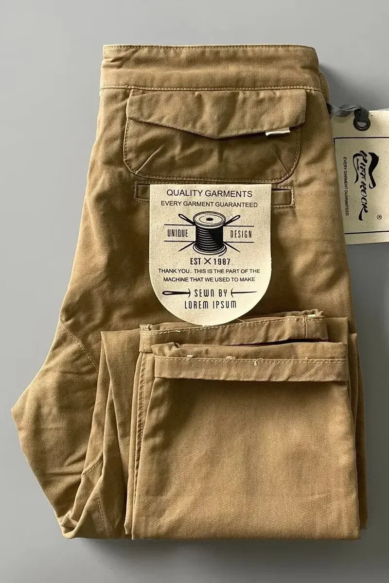 American Style Pure Cotton Heavy Duty Cargo Pants for Men Anti-Dirt Anti-Wear Loose Straight Leg Casual Pants Footwear