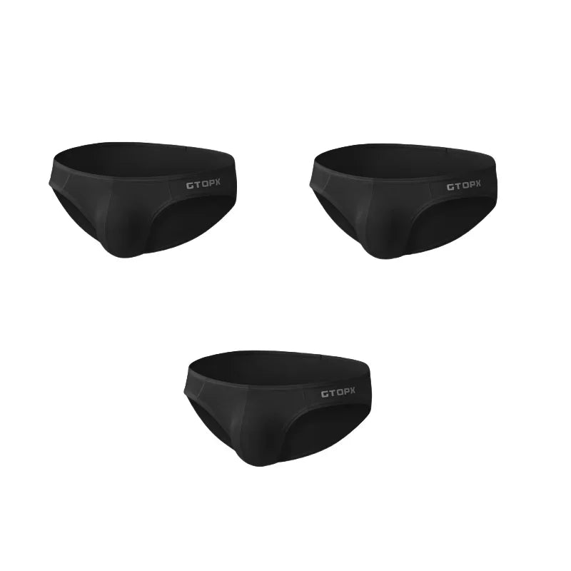 3Pack Mens Underpants Low Waist Briefs U Convex Bag Moisture-wicking Comfortable Sexy Mens Bikini